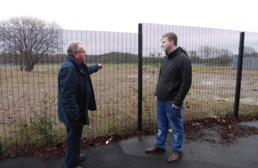 Cllr Tony King and Cllr Robert Flatley discussing proposals for a new care home in the area at Bennerley Fields, one of the sites currently being considered.