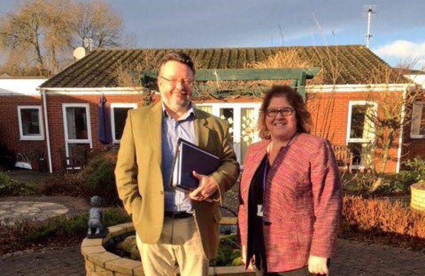 Cllr Barry Lewis and Cllr Jean Wharmby on a recent visit to Hazelwood Care Home